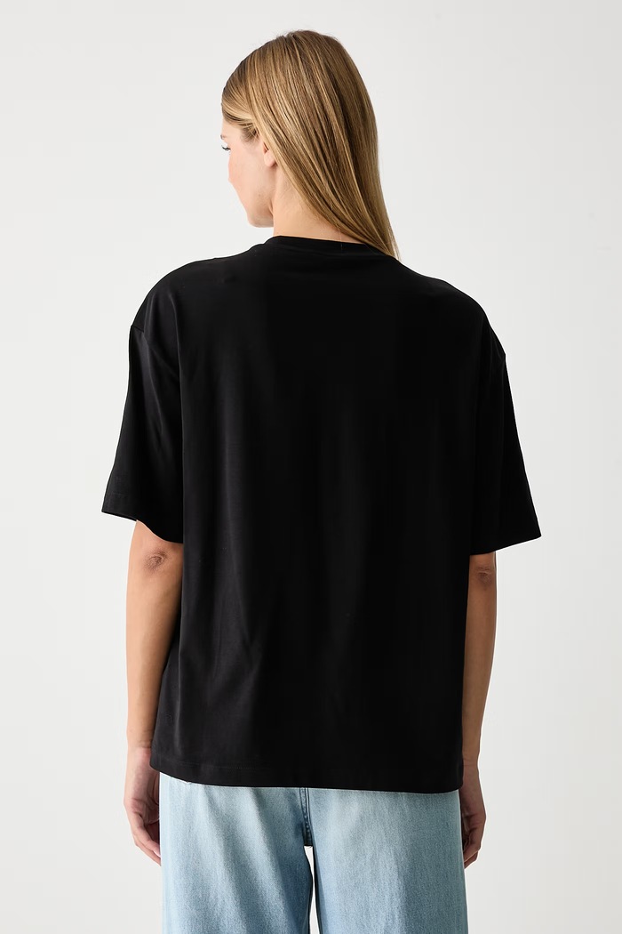 Ρούχα EA7 Emporio Armani T-shirt γυναικείο βαμβακερό με ελαστάν AF10373.7W001668 μαύρο