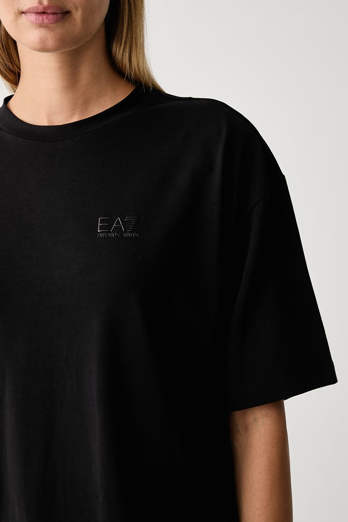T-shirt γυναικείο βαμβακερό με ελαστάν EA7 Emporio Armani AF10373.7W001668 μαύρο