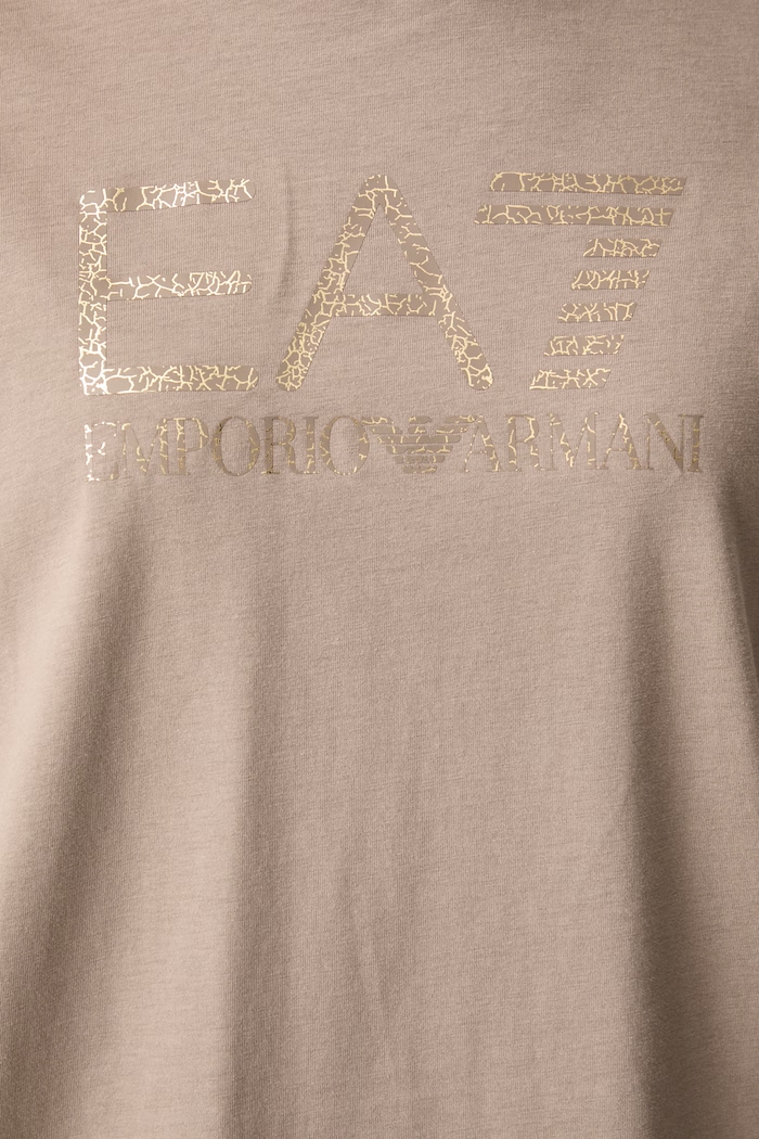 EA7 Emporio Armani T-shirt oversize damski bawełniany AF12503.7W001365 beżowy