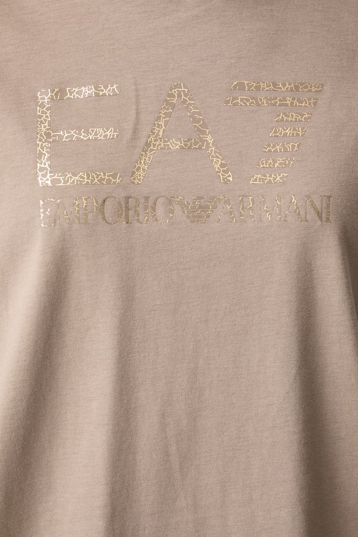 EA7 Emporio Armani T-shirt oversize damski bawełniany AF12503.7W001365 beżowy