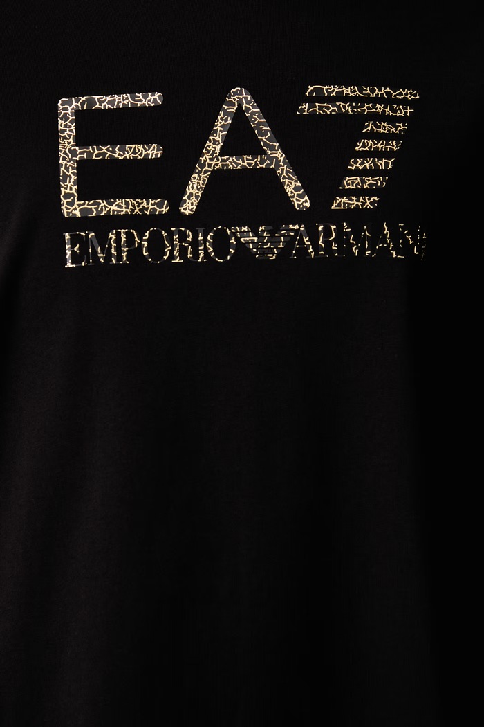EA7 Emporio Armani T-shirt oversize damski bawełniany AF12503.7W001365 czarny
