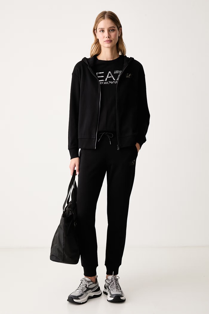 EA7 Emporio Armani T-shirt oversize damski bawełniany AF12503.7W001365 czarny AW26
