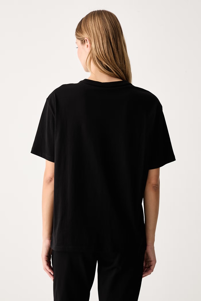 Odzież EA7 Emporio Armani T-shirt oversize damski bawełniany AF12503.7W001365 czarny