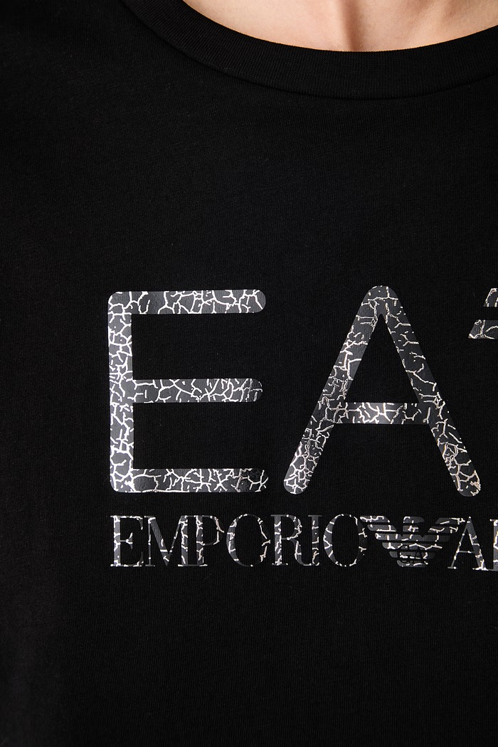 T-shirt oversize damski bawełniany EA7 Emporio Armani czarny AF12503.7W001365