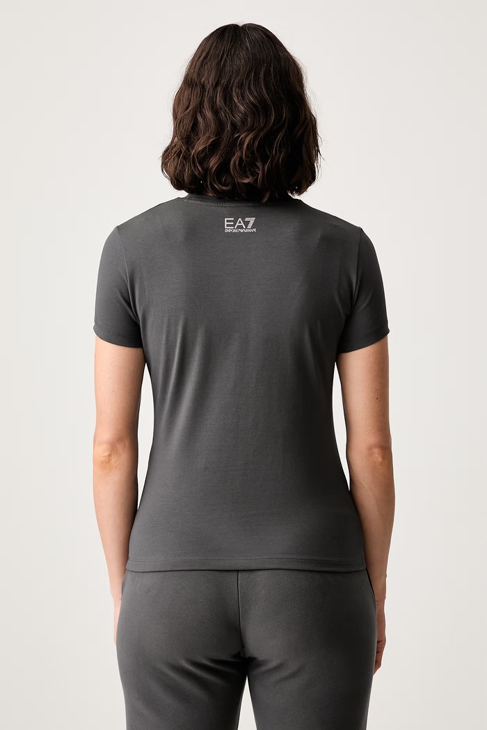 Odzież EA7 Emporio Armani T-shirt damski bawełniany z elastanem AF14880.7W001399 szary