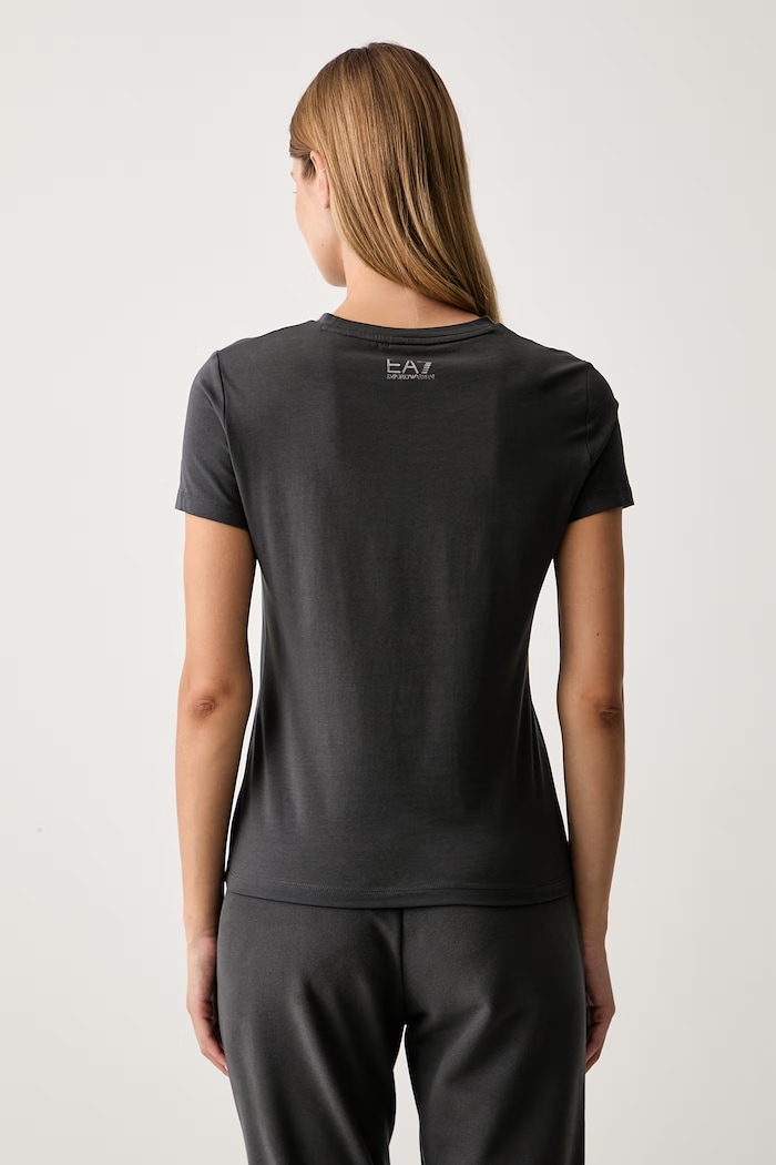 Odzież EA7 Emporio Armani T-shirt damski bawełniany z elastanem AF14880.7W001399 szary