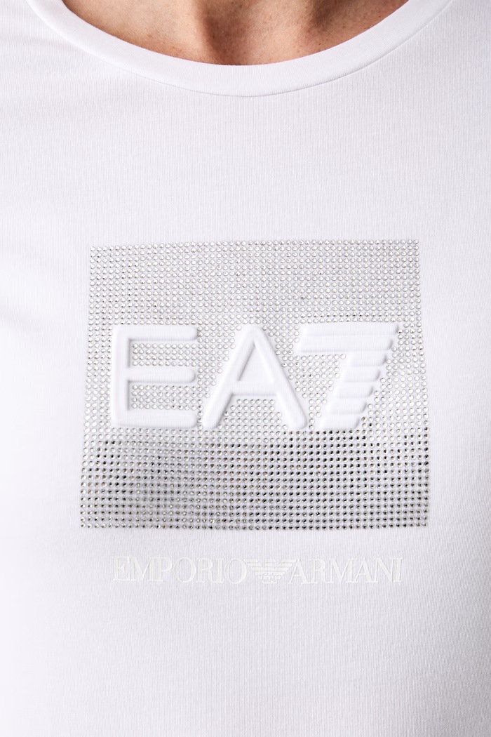 EA7 Emporio Armani T-shirt damski bawełniany z elastanem AF10373.7W001405 biały