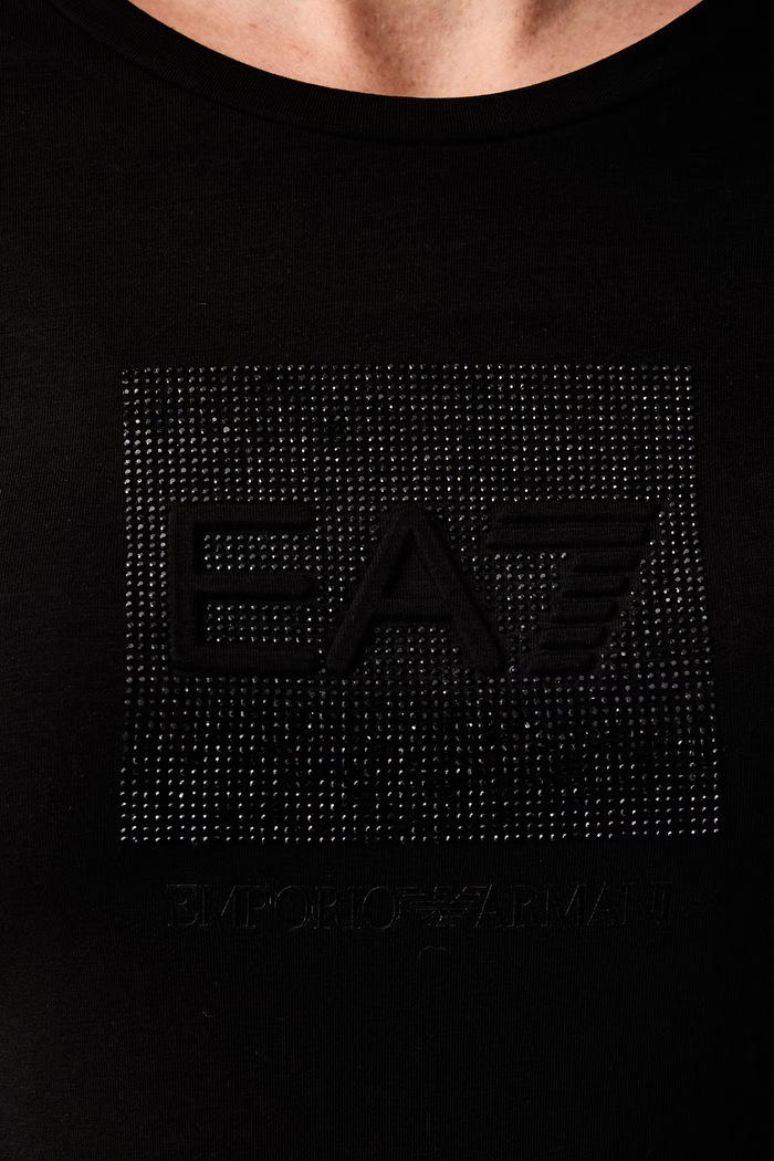EA7 Emporio Armani T-shirt damski bawełniany z elastanem AF10373.7W001405 czarny