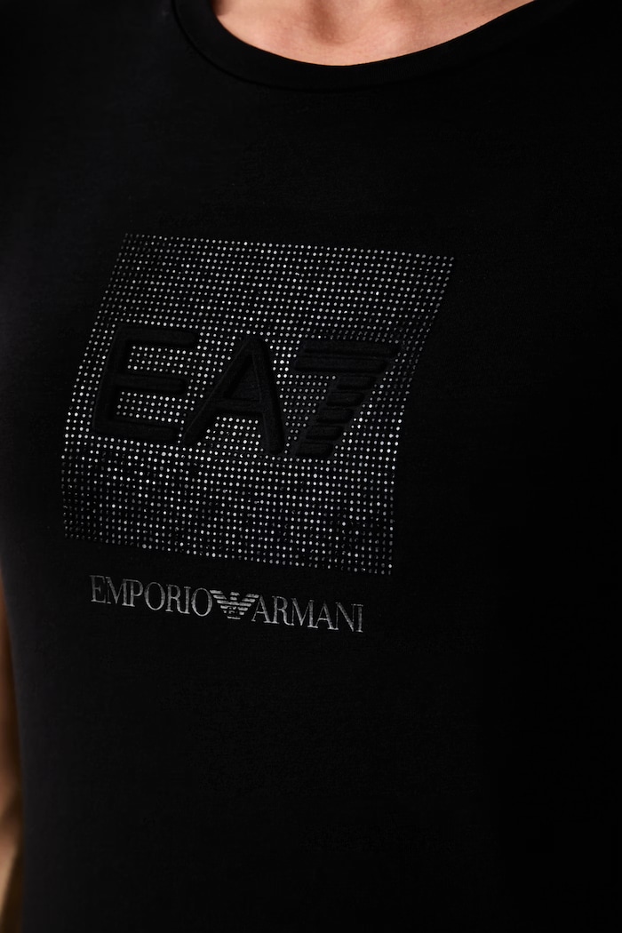 EA7 Emporio Armani T-shirt damski bawełniany z elastanem AF10373.7W001405 czarny