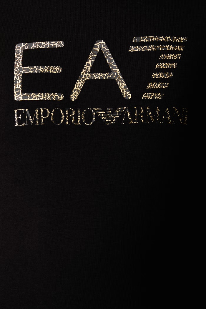 T-shirt damski bawełniany z elastanem EA7 Emporio Armani czarny AF10373.7W001443