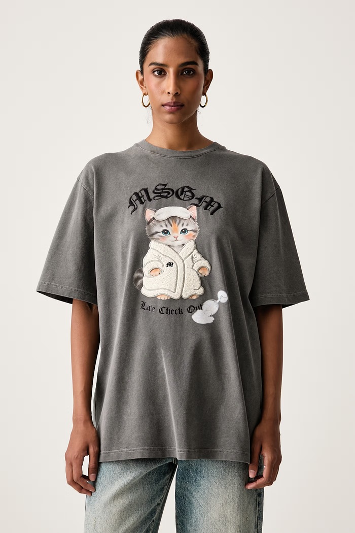 MSGM T-shirt damski bawełniany szary 4141MDM103SE.267784