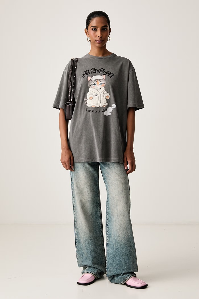MSGM T-shirt damski bawełniany 4141MDM103SE.267784 szary AW26