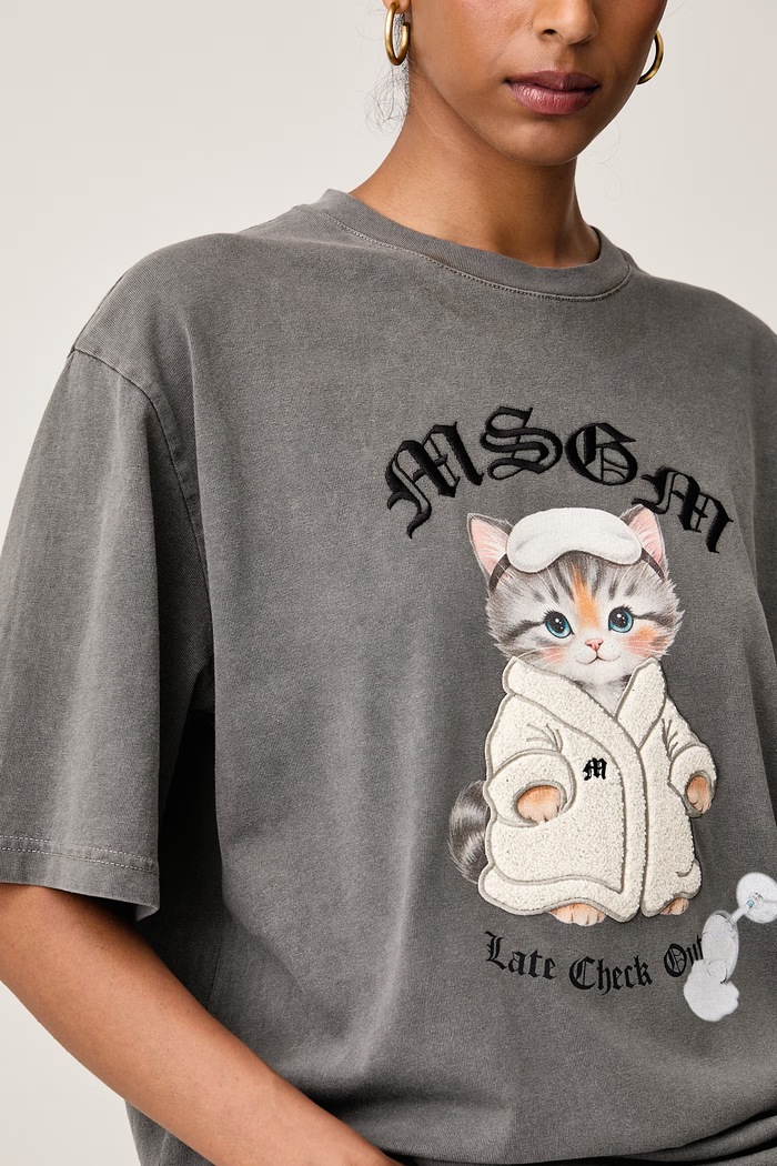 T-shirt damski bawełniany MSGM 4141MDM103SE.267784 szary