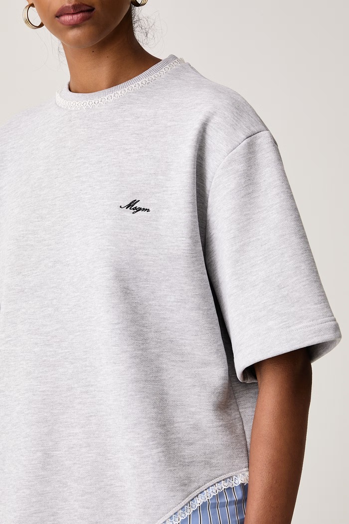 Ρούχα MSGM T-shirt γυναικείο με βαμβάκι 4141MDM114.267781 γκρί