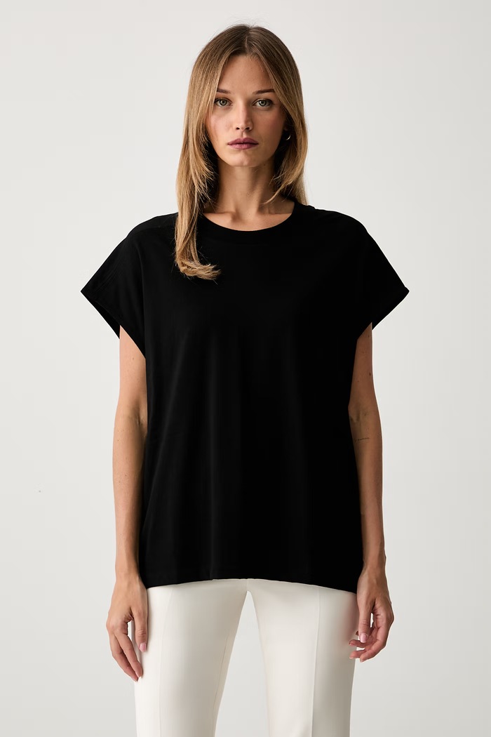 Patrizia Pepe T-shirt damski bawełniany czarny 8M0103.J0038
