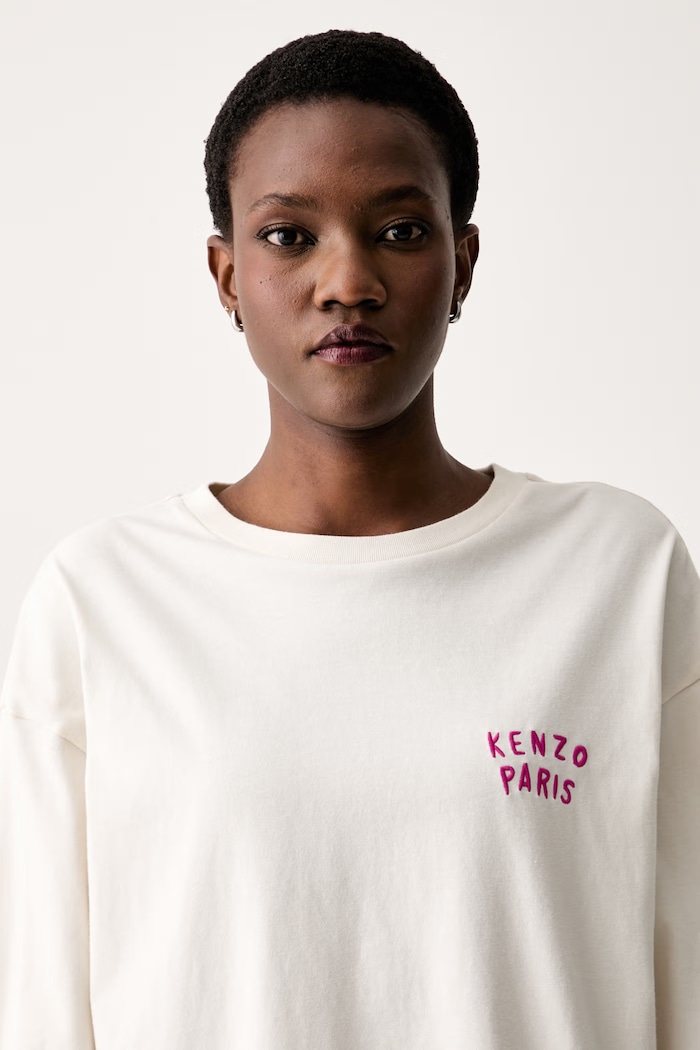 Kenzo longsleeve damski bawełniany Boke Heart beżowy FG52TL3054SG