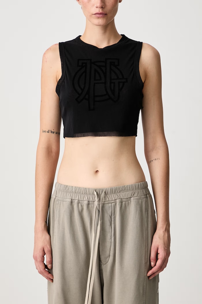 JPG Logo crop top damski Jean Paul GAULTIER czarny 26.04.W.TO542.M000