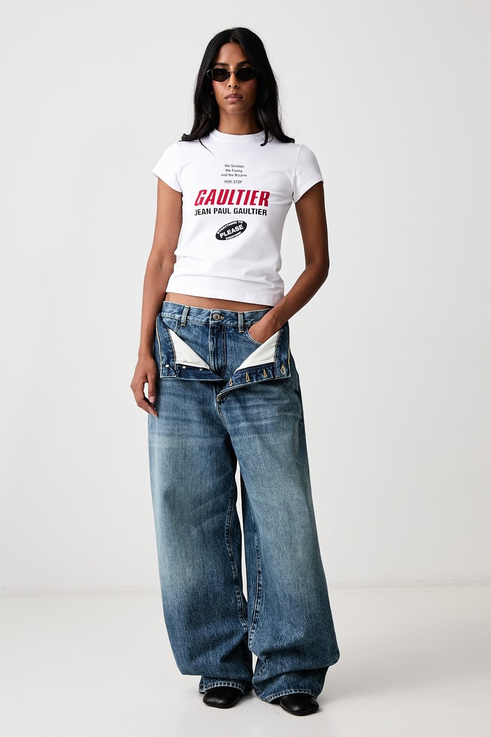 Jean Paul GAULTIER Gaultier Logo T-shirt damski z bawełną 26.04.W.TO544.J075 biały AW26