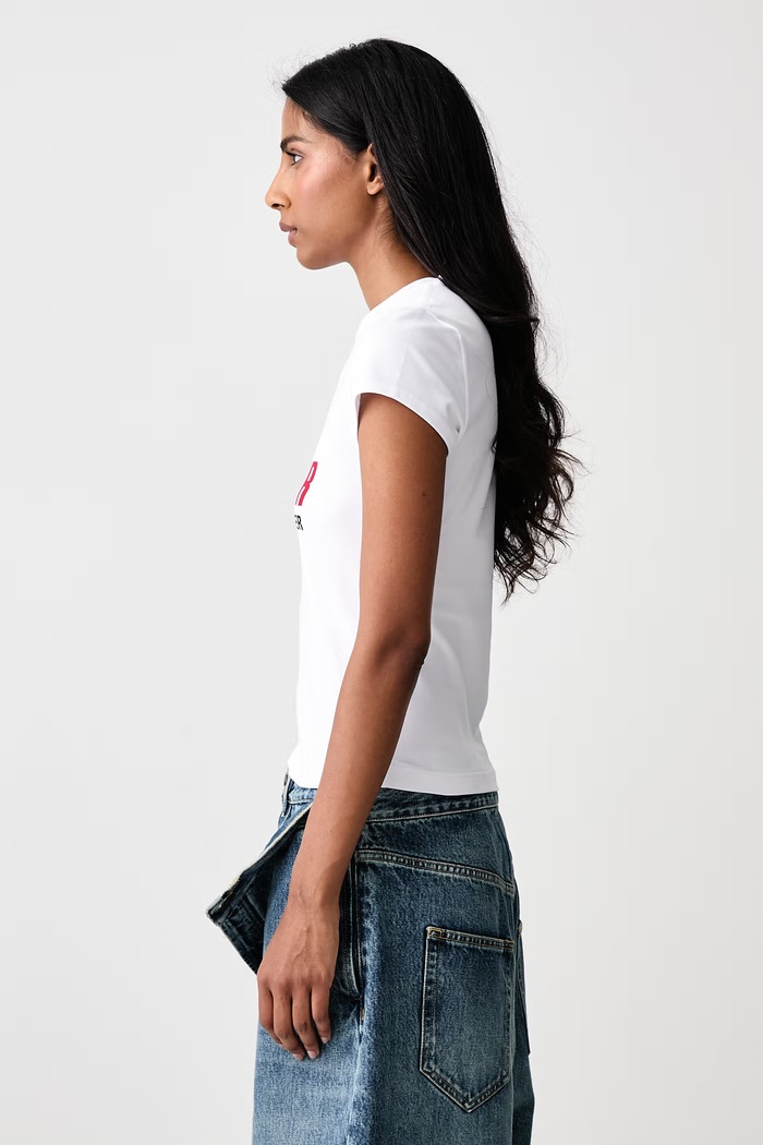 Gaultier Logo T-shirt damski z bawełną Jean Paul GAULTIER 26.04.W.TO544.J075 biały