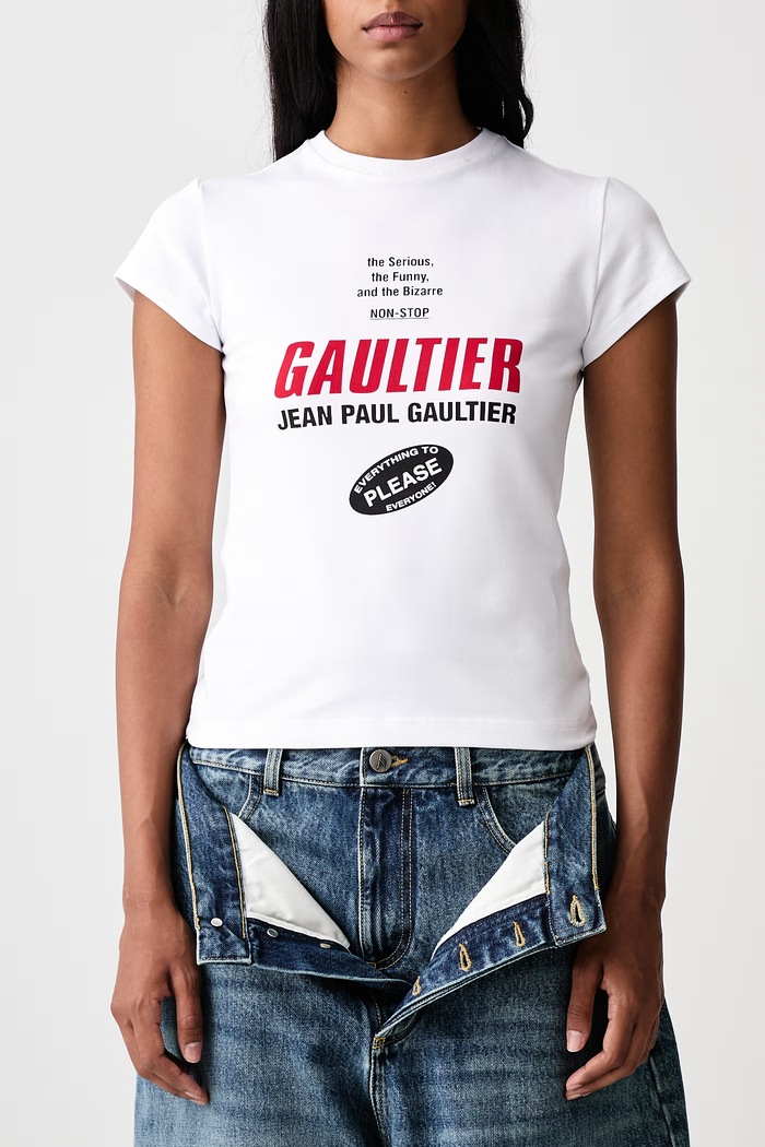 Gaultier Logo T-shirt damski z bawełną Jean Paul GAULTIER biały 26.04.W.TO544.J075
