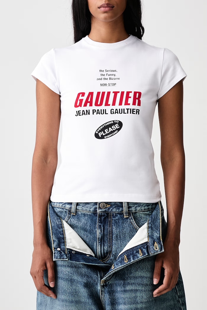 Gaultier Logo T-shirt damski z bawełną Jean Paul GAULTIER biały 26.04.W.TO544.J075