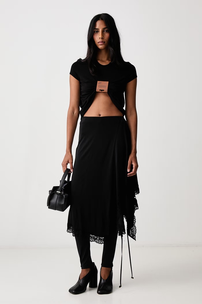 Jean Paul GAULTIER T-shirt z wiskozą damski 26.04.W.TO522.J076.00 czarny AW26