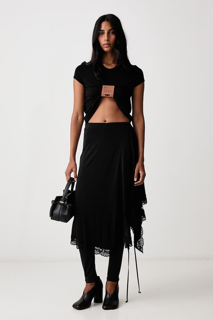 Jean Paul GAULTIER T-shirt z wiskozą damski 26.04.W.TO522.J076.00 czarny AW26