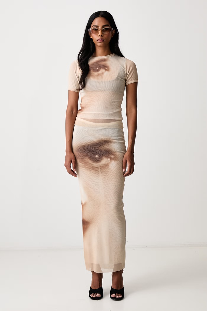 Jean Paul GAULTIER Face T-shirt damski 26.04.W.TO563.M032P beżowy AW26