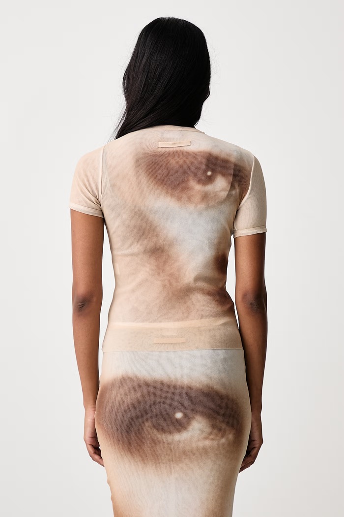 Odzież Jean Paul GAULTIER Face T-shirt damski 26.04.W.TO563.M032P beżowy