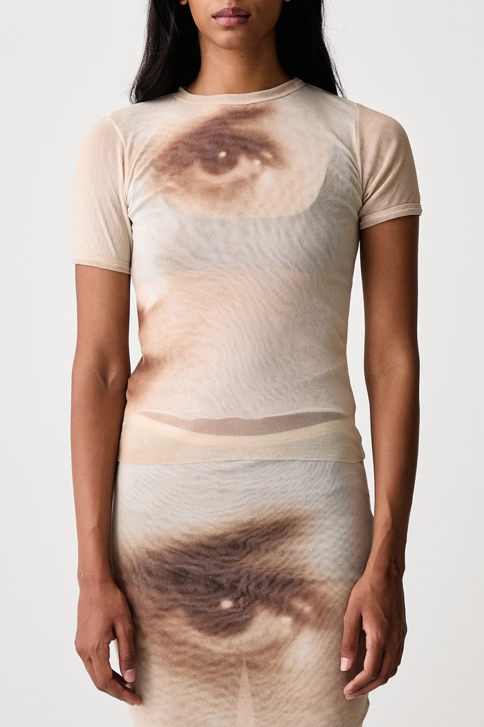Face T-shirt damski Jean Paul GAULTIER beżowy 26.04.W.TO563.M032P