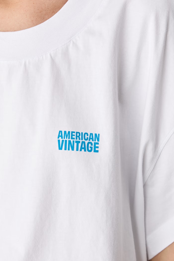 American Vintage T-shirt damski bawełniany GIX02B biały