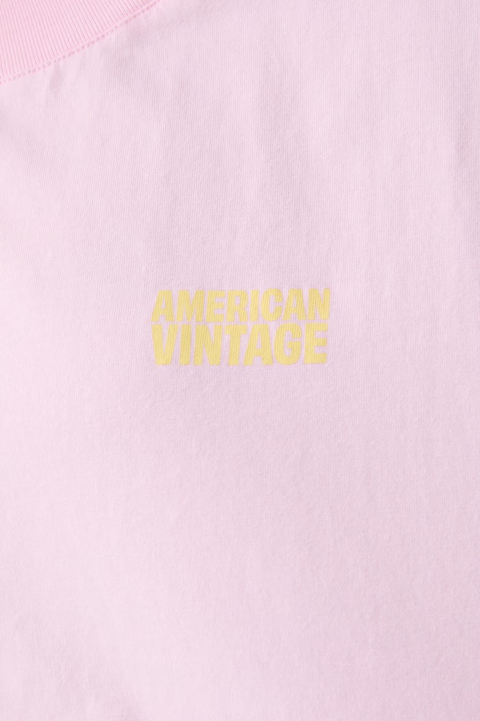 American Vintage T-shirt damski bawełniany GIX02B różowy
