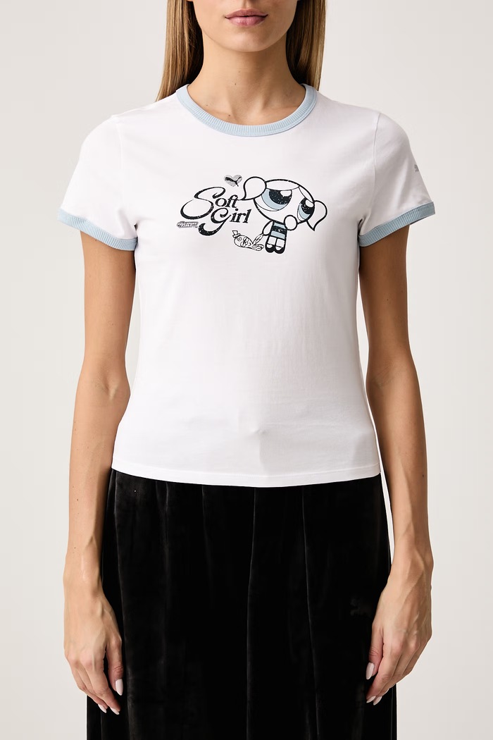 T-shirt damski bawełniany z elastanem PUMA X POWER PUFF GIRLS Puma 638886 biały