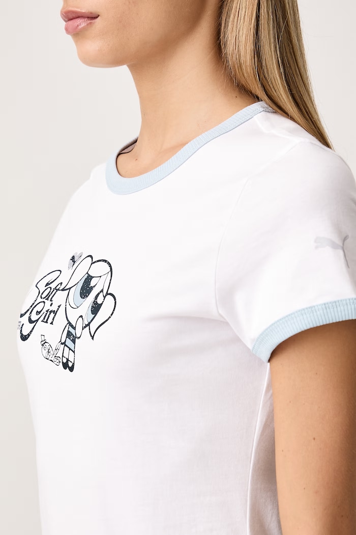 T-shirt damski bawełniany z elastanem PUMA X POWER PUFF GIRLS Puma biały 638886