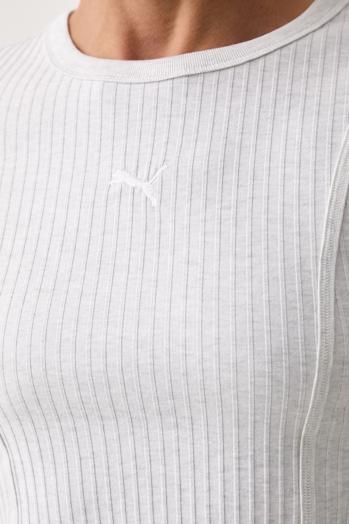 Puma crop top damski Essentials Ribbed 636665.D szary