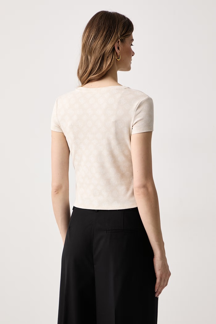 Odzież Guess T-shirt damski MARILU V6BP14.K7191 beżowy