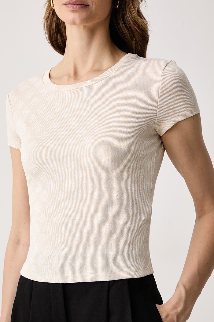 T-shirt damski MARILU Guess V6BP14.K7191 beżowy