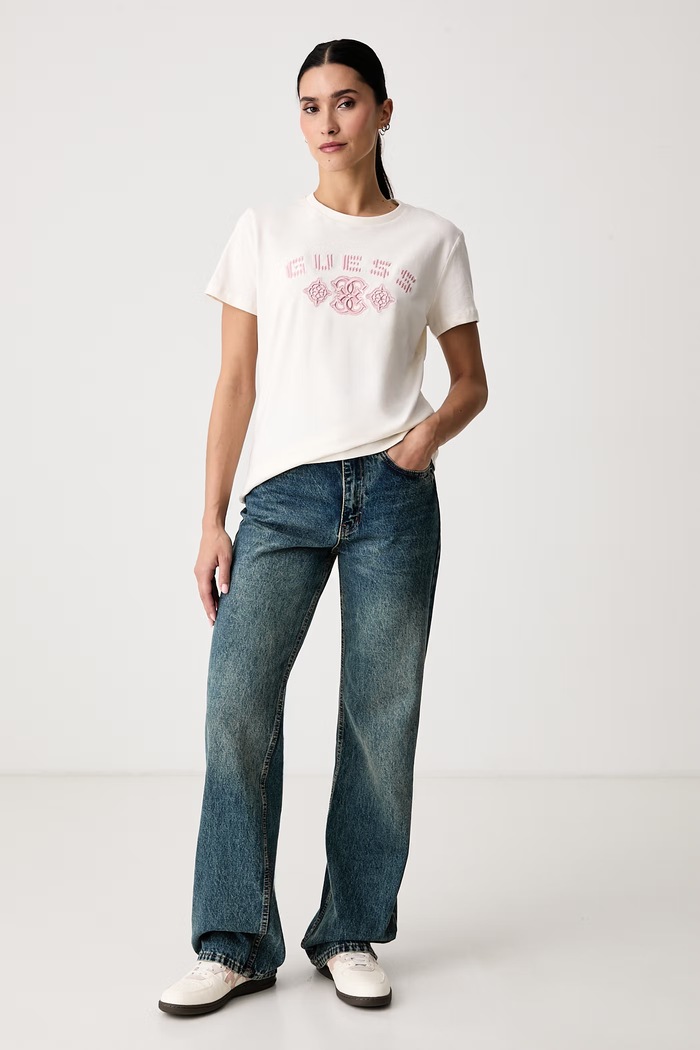 Guess Тениска дамска с памук FABRIZIA V6BI20.K6751 бежов AW26