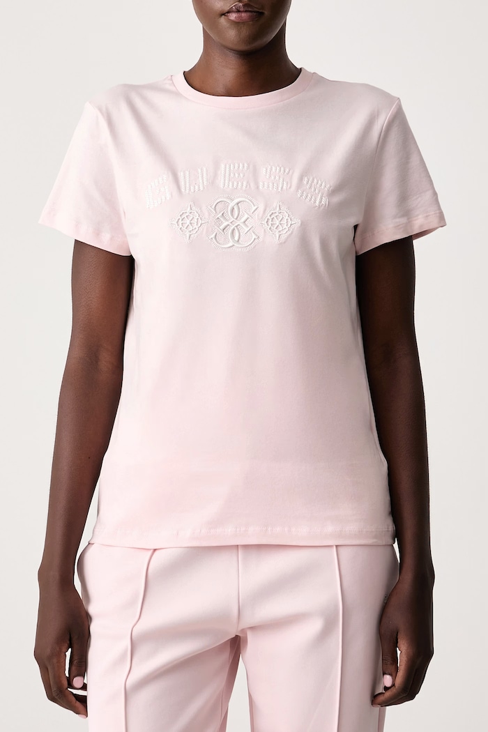 Tricou pentru femei cu bumbac FABRIZIA Guess V6BI20.K6751 roz