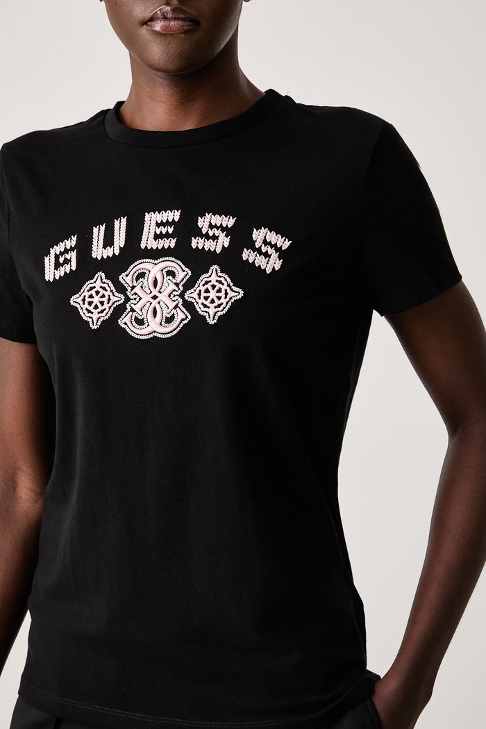 Тениска дамска с памук FABRIZIA Guess V6BI20.K6751 черен