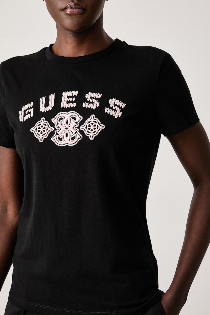 Тениска дамска с памук FABRIZIA Guess V6BI20.K6751 черен