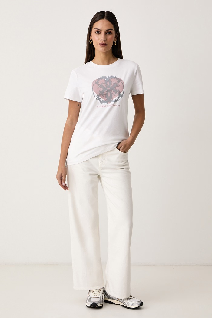 Guess T-shirt γυναικείο βαμβακερό με ελαστάν GRAZIA V6BI16.K6745 λευκό AW26