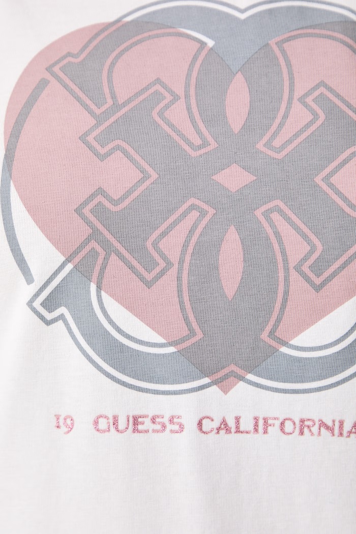 T-shirt γυναικείο βαμβακερό με ελαστάν GRAZIA Guess λευκό V6BI16.K6745