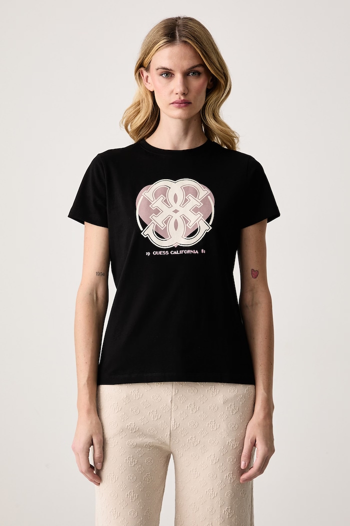 Guess T-shirt damski bawełniany z elastanem GRAZIA czarny V6BI16.K6745