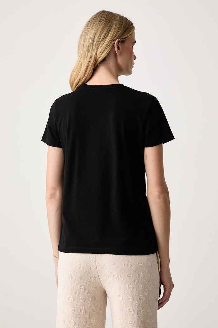Odzież Guess T-shirt damski bawełniany z elastanem GRAZIA V6BI16.K6745 czarny
