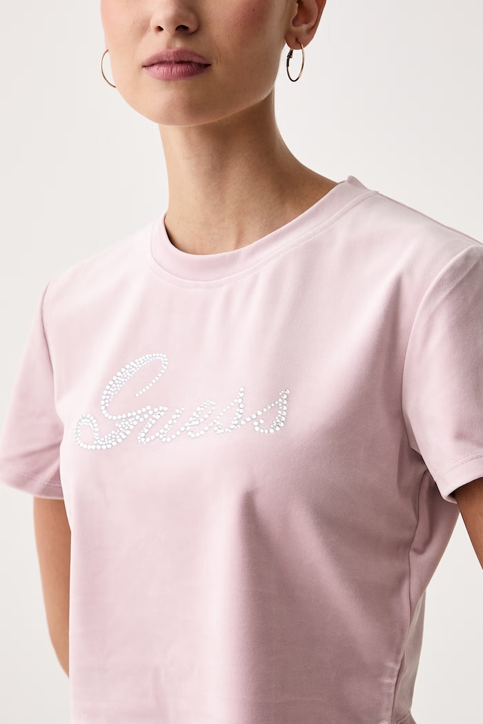 Odzież Guess T-shirt damski AMALIA V6BI10.K6306 różowy