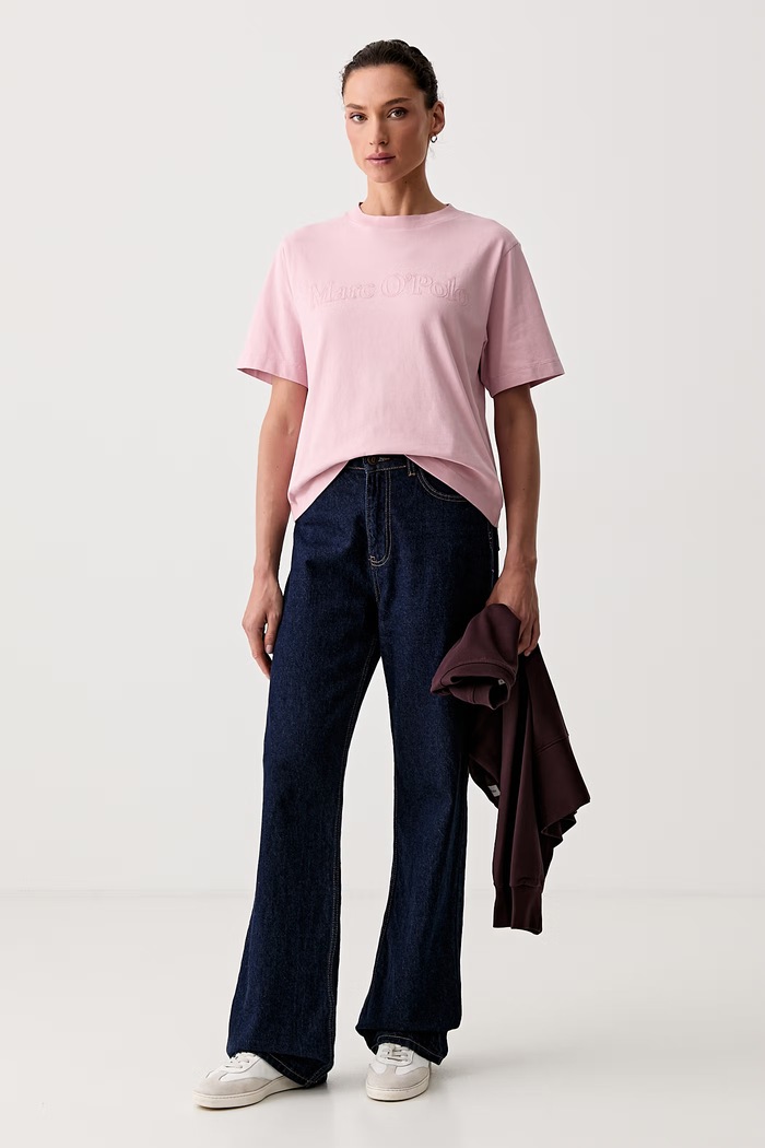 Marc O'Polo T-shirt damski bawełniany 5000012922 różowy AW26