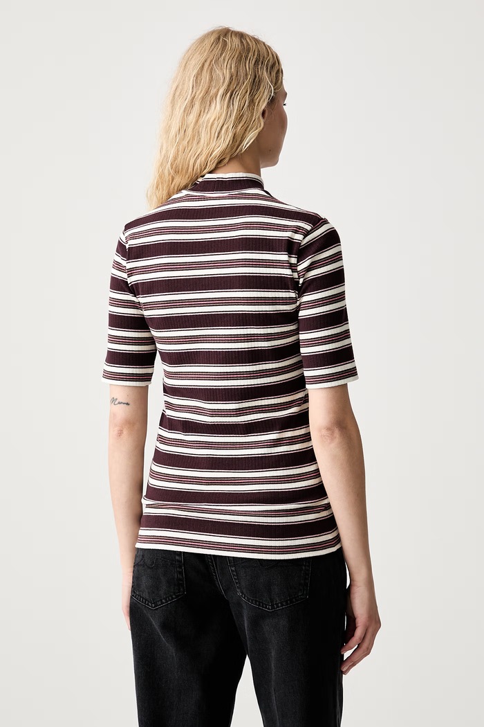 Odzież Marc O'Polo T-shirt swetrowy damski z bawełną 5000012417 bordowy