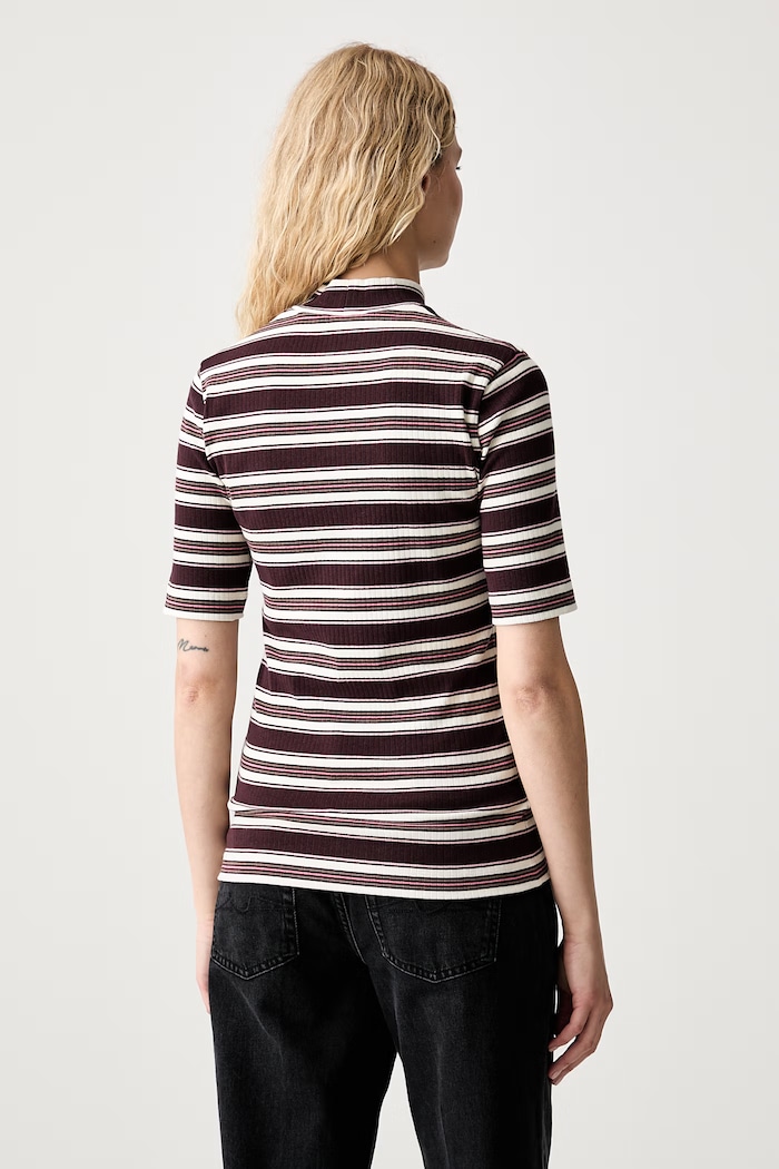 Odzież Marc O'Polo T-shirt swetrowy damski z bawełną 5000012417 bordowy