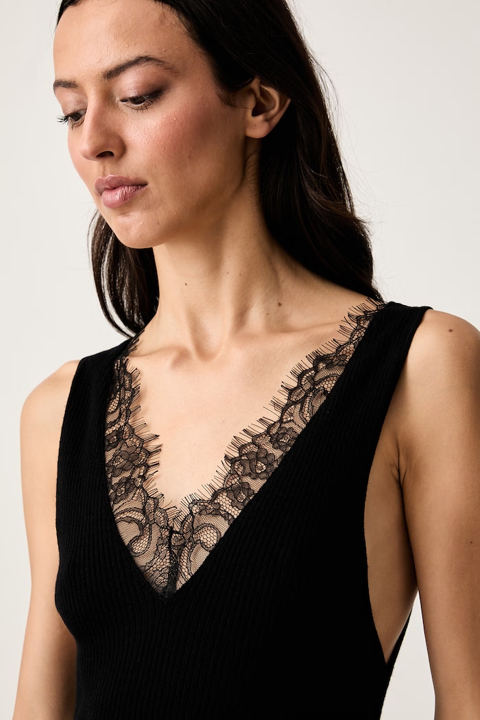 Pinko top tricotat pentru femei cu lână 107266.A3I0 negru